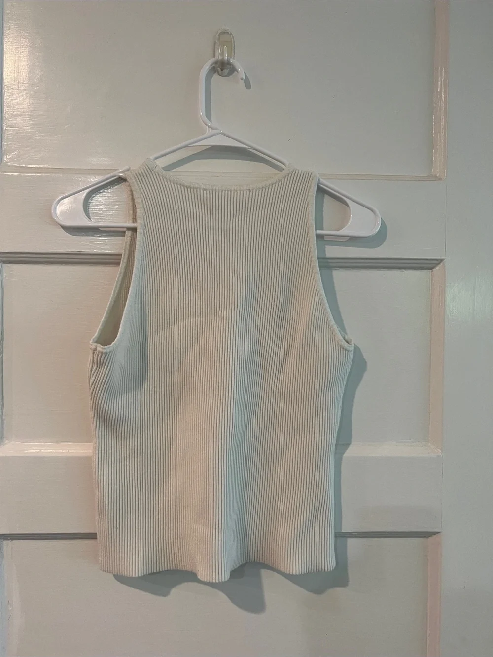 Bar III Cream Ribbed High-Neck Tank - Picture 2 of 2